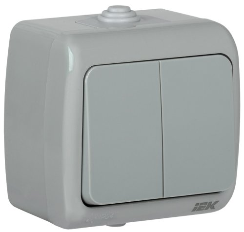 Выключатель накладной IEK Aquatic ВС-20-2-0-А 2-кл. IP54 серый картинка